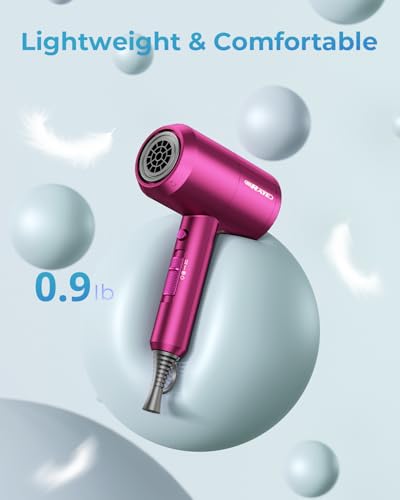 Image of SHRATE Ionic Hair Dryer with Diffuser | Professional Blow Dryer for Curly, Frizzy & All Hair Types | Low Noise & Gentle for Sensitive Hair | Compact & Portable Design for Home, Travel, Women & Men