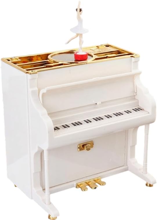 Vintage Music Box Collection, Nostalgic Dancer Piano with Spinning Ballerina, Sewing Machine, Projector, Phonograph Decorative Musical Boxes (2027 upright piano dancer)