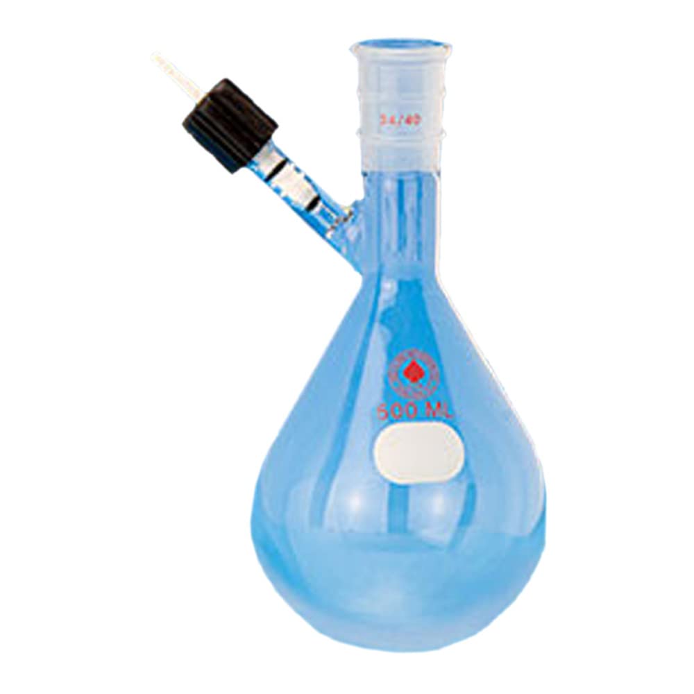 7754-226 Reaction/Storage Schlenk Flask, Outer 24/40 Standard Taper Joint, 0-3 Inlet Valve Side Arm, No-Air, 500mL Capacity