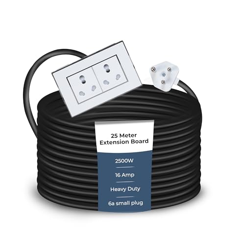 Image of Extension Board Heavy Duty Multi Socket 15A /16A /20A (2500 Watts 6A Small Plug and Two 16A Socket, 25 Meter)