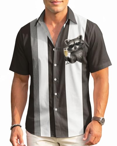 Image of 99TIMORO Fathers Film Button Down Shirt for Men, Funny Hawaiian Short Sleeve Top, Summer Beach Gifts