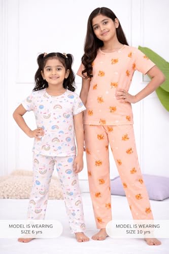 Image of NammaBaby Girl Cotton Night Suit Tshirt Shorts Capri Pyjama Set - Multipacks