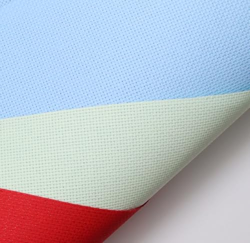 Image of KCS 3 pc of 15 inch x 18 inch(38cmx45cm) Counted Cross Stitch Cotton Aida Cloth Needlework Rolled Fabric Box,16CT,Light Blue+Light Green+Red