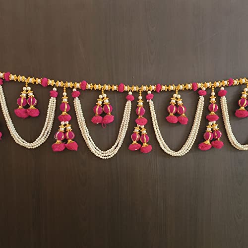Image of Handmade Door Hanging Round Moti Latkan Style Bandarwal Toran (TMR-11) -Diwali New Year Inauguration Wedding Festival Home Decor Pooja (40 Inch X 6 Inch)