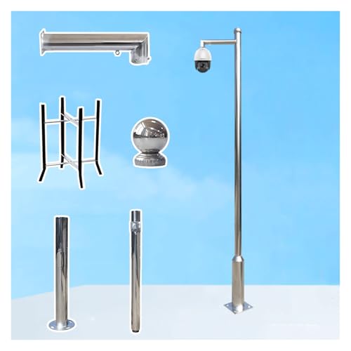 Poteau pour caméra de sécurité 250 cm en acier inoxydable avec cage de fixation au sol
