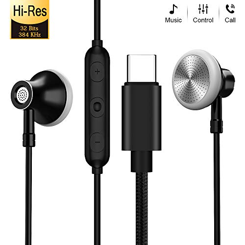 iMangoo Auriculares USB tipo C Hi-Fi Auriculares estéreo con cable con chip DAC Control de volumen de reducción de ruido para HUAWEI Mate 30 Pro / Mate 30 Pro 5G / Mate 30 RS Samsung Galaxy Note 20
