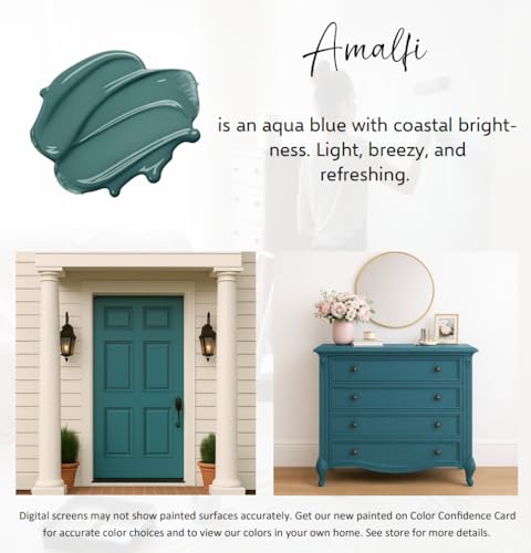 ALL-IN-ONE Paint by Heirloom Traditions, Amalfi (Agua Blue), Gallon - Durable cabinet and furniture paint. Built in primer and top coat, no sanding needed. Includes our 30 featured color card.
