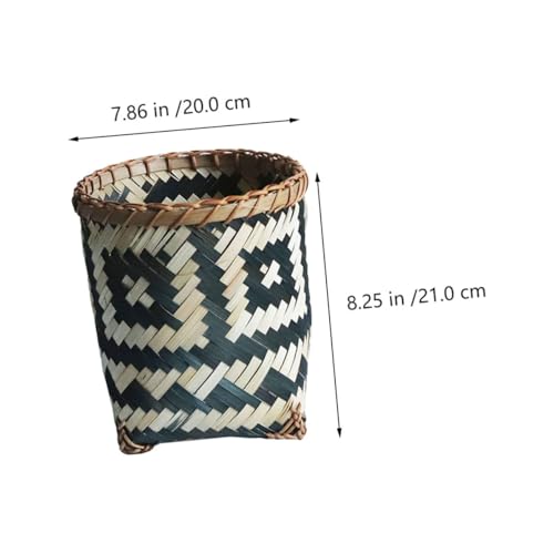 Caneca decorativa de bambú tejida rectangular miniatura 2