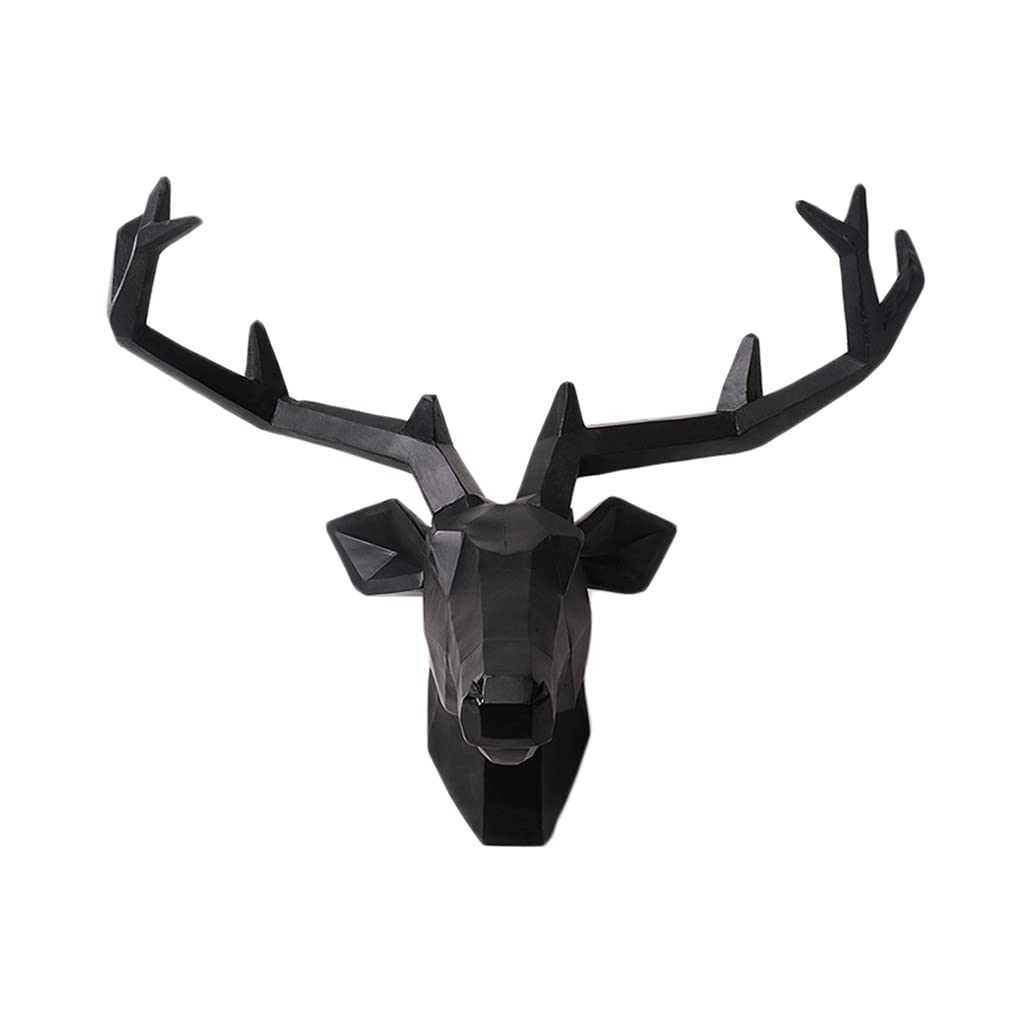 Decorazione da Parete Scultura da Parete Simulazione di Cervo, Testa Pendente da Parete Testa di Animale in Resina Tridimensionale Vivente, Nero