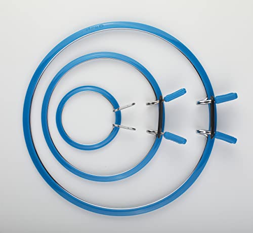 Image of Nurge Premium Quality, Metal Spring Tension Embroidery Hoops, Cross Stich Hoop, Darning Hoops, Embroidery Tension Shed (Blue, Siz Mix)