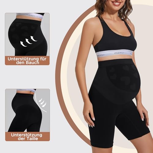 INNERSY Umstandsslip Shorts Schwarz Schwangerschafts Unterhosen Langes Bein Anti Scheuern Radlerhose (XL, Schwarz)