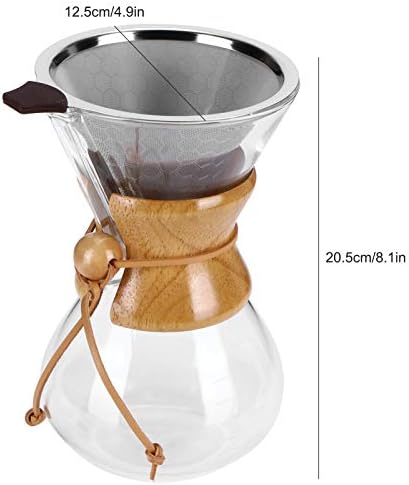 Atyhao Coffee Maker High-Temperature Glass Coffee Drip Brewing Pot with Stainless Steel Filter(600ml)