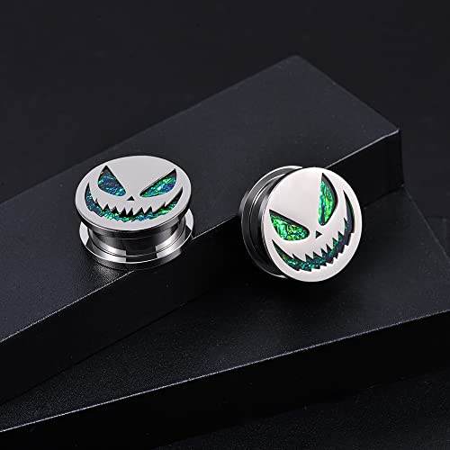 COOEAR Screw Back Gauges for Ears Piercing Halloween Pumpkin Style Fake Opal Ear Plugs and Tunnels.4