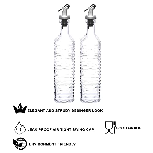 Image of Cutting EDGE Glass Transparent Leak Proof Cap Oil Dispenser and Holder, 500ml (Set of 2)