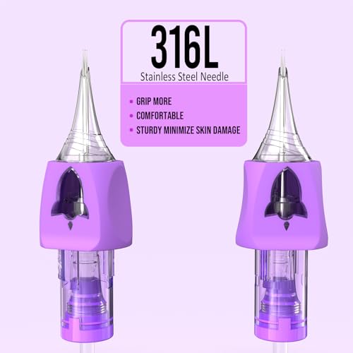 Image of Wormhole Tattoo Needles Rocket, 50pcs Mixed Sizes Disposable Finger Ledge Tattoo Cartridge Needles #12 Standard 3RL 5RL 7RL 9RL 11RL Round Liner for Tattoo Machine Tattoo Gun Tattoo Supplies