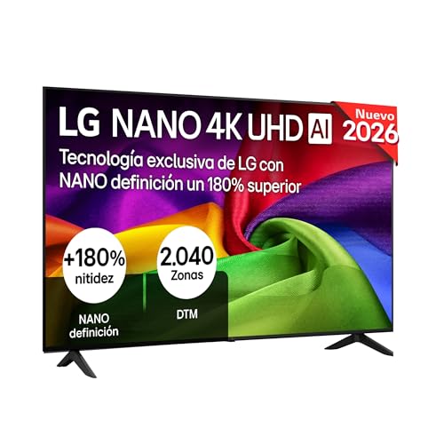 LG 50NU800B6LC - TV 50', Nano 4K UHD AI, Smart TV, WebOS 25 (Actualizable), Procesador Alpha 7 Gen9 AI, 144Hz, HDR10 y Dolby Digital Plus, Sin Reflejos al 94%, Negro