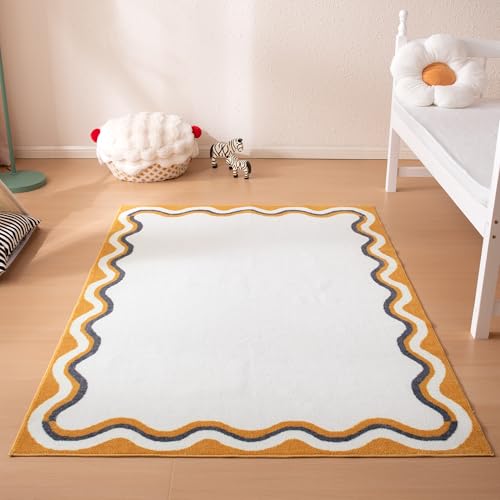 SLEEP ZONE Area Rugs for Playroom Washable Rugs Non Slip Rug Beige 4X6 Feet - image 1