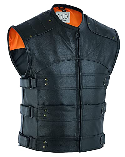 Herren Lederweste Gladiator Weste Kutte Leder Biker Rocker Motorrad Clubweste M