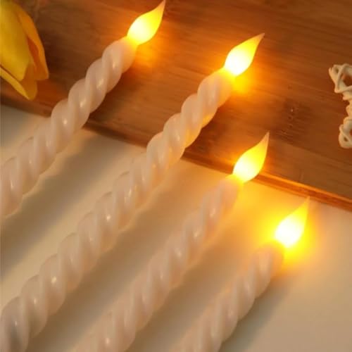 Image of SATYAM KRAFT 24 Pcs LED Flameless Taper Candles | Romantic Love Gift for Him /Her | Candle Light for Couple Decor, Home Decor, Candlelight Dinner, Bedroom, Janmashtami, Ganesh Chaturthi