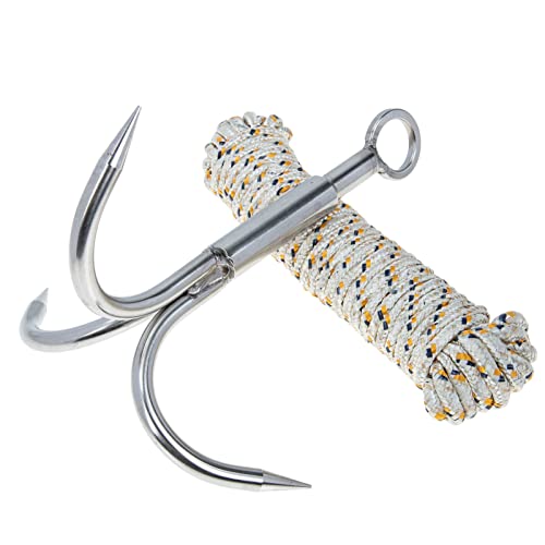 Sosoport Crochet de Grappling Crochet D ancrage Crochet D Escalade de Carabiner avec Crochets en Acier Inoxydable à 3 Griffes pour Récupérer L Ancre Randonnée en Plein Air Retrait des Cover