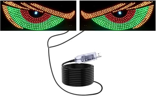 2PCS Devil Eyes Light pour voitures pare-brise USB Plug & Play LED de voiture avec 11 modes Signe démon pour SUV Pickups Camions RV