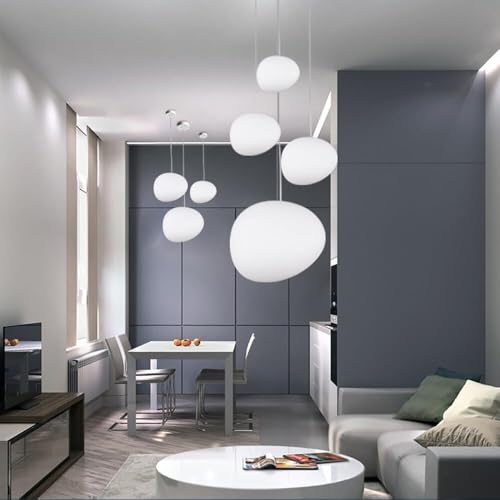 Générique Plafonnier post-moderne en verre galet, Suspension en verre opale irrégulier, Luminaires intérieur