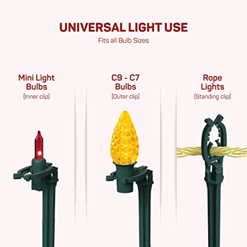 Christmas Light Yard Stakes [Set Of 50] Outdoor Light Stakes - 8.5" Tall - Universal Christmas Pathway Lights On Yards, Driveways - Christmas Yard Stakes - Driveway Christmas Light Stakes - Usa Made #TOP3