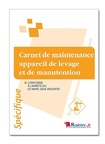 Registre - Carnet de maintenance pour appareil de levage et de manutention - M034 Cover
