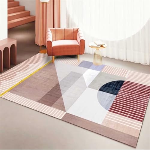 Tapis chambre bébé fille bleu 60x100cm géométrique en molleton bas - 2