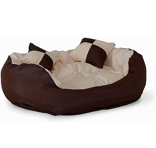 Gorgeous Reversable Round Shape Dual Colour Cream-Brown Ultra Soft Ethnic Velvet Bed for Dog,Cat with 2 Small Pillow -XXXL (B09C5N8M4C) Amazon Price History, Amazon Price Tracker
