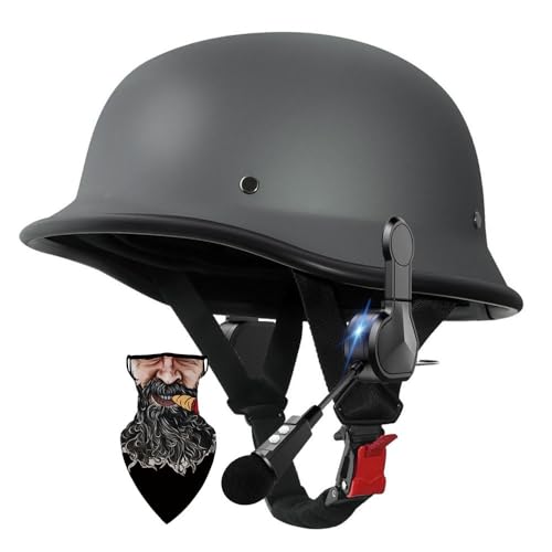 HALYING Casco Moto Vintage Unisex Adulti - Casco Semi Aperto con Certificazione ECE, Materiale ABS Leggero (700g) + Strato EPS,Fodera Traspirante Rimovibile e Bluetooth