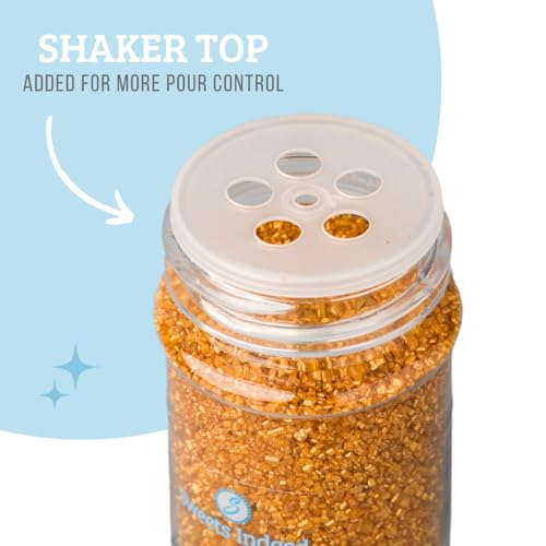 Image of Sweets Indeed Gold Decorating Sugar - Gold Sanding Sugar Crystals for Baking & Decorating Cupcakes, Cookies, Cakes & Desserts - Wedding, Holiday & Party Topping - 5.11 ounces