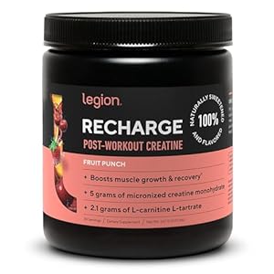 LEGION Recharge Post Workout Supplement – All Natural Muscle Builder & Recovery Drink with Micronized Creatine Monohydrate. Naturally Sweetened & Flavored, Safe & Healthy (Fruit Punch, 30 Serve)