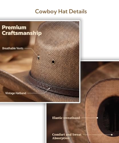 Image of Straw Cowboy Hat, Cattleman Crease 4.1 inch Wide Brim Western