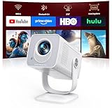 Mini-Projector with WiFi6 and Two-Way Bluetooth5.4, 1080P 4K Support, [Built-in Apps & 2026 Android 13] Portable Outdoor Movie Proyector for Bedroom, Auto Keystone & 270° Rotation for Phone/HDMI/USB