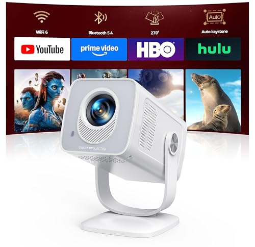 Image of Mini-Projector with WiFi6 and Two-Way Bluetooth5.4, 1080P 4K Support, [Built-in Apps & 2026 Android 13] Portable Outdoor Movie Proyector for Bedroom, Auto Keystone & 270° Rotation for Phone/HDMI/USB