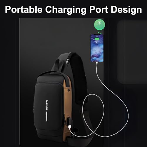 New Carbon Fiber Streamline Anti-Theft Sling Bag, with Charging Port, Anti-Theft and Waterproof, for Travel, Work4