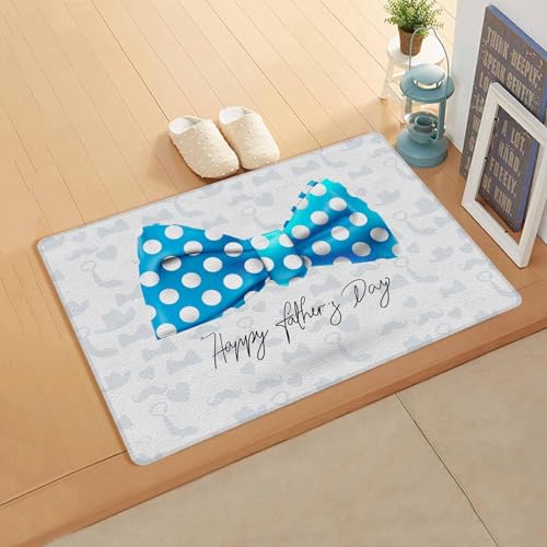 Father's Day Antifatigue Kitchen Bath Door Mat Cushioned Runner Rug,Washable Welcome Floor Sink Mat,Waterproof & Non-Slip Standing Doormat for Kitchen,Blue Boho Tie Beard Summer Holiday 18