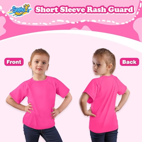 Image of Semois Boys Rash Guard Swim Shirt Short Sleeve Swimwear Toddler Kids Youth Rashguard Water Shirt UPF+ 50 Quick Dry Shirt