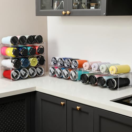 image for LANDNEOO 4 Tier Stackable Water Bottle Organizer Holder for Cabinet - 