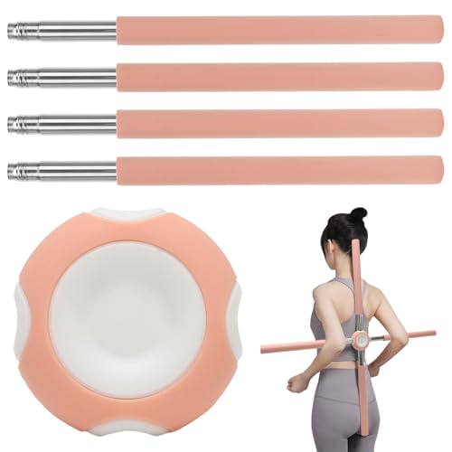 FARYODI Yoga Stange Haltungskorrektur, Abnehmbar Yoga Stick für Rücken Nacken, Gymnastikstab mit Edelstahlkern & Schaumstoff für Hause Ganzkörpertraining, Fitnessstudio, Stretch, Bodybuilding