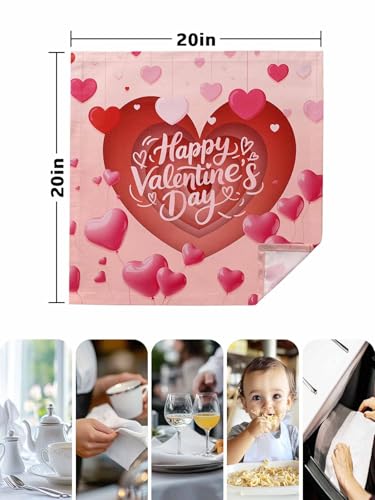 Servilletas de Tela Valentine’s Love Set de 4 Rojas y Rosas 50.8x50.8 cm miniatura 7