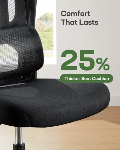 Marsail Ergonomic Office Chair with Lumbar Support, High Back Desk Chair with 2D Headrest & Flip-Up Armrests Gaming Computer Task Chair Tilt Function Black