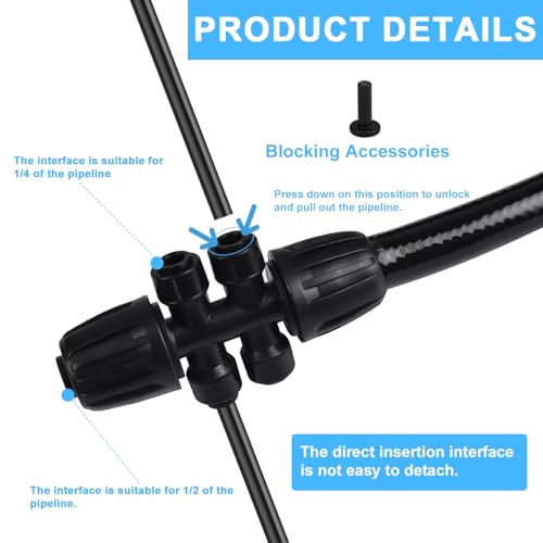 6PCS-12-to-14-Barbed-Tee-Quick-Connector-Drip-Irrigation-KitsAnti-Leak-Locked-Splitter-Fitting-for-Irrigation-Tubing-6-Way-Connector-and-4-Plugs