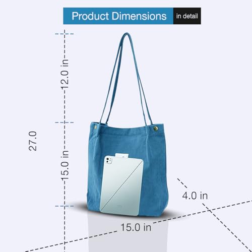 Image of Lyrovo Women Corduroy Shoulder Tote Bag for Work Beach Travel and Shopping Grocery