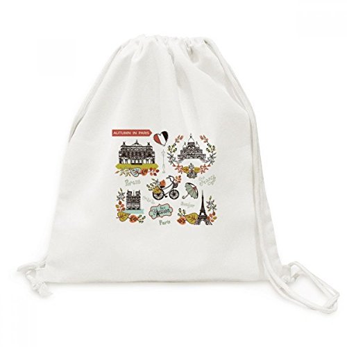 Sac de voyage Toile Drawstring Backpack Eiffel Paris robuste contre le désordre