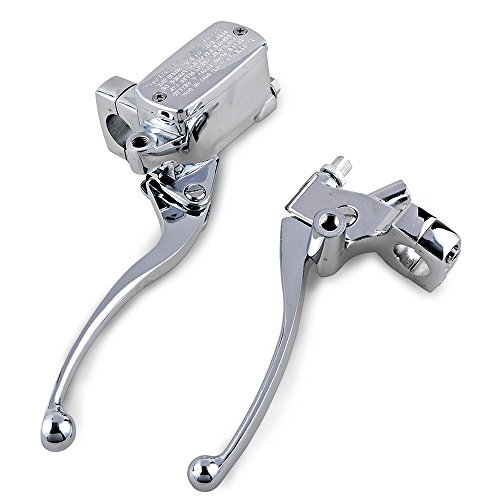 Anzio 1" Handlebar 14mm Left Right Hand Front Bore Hole Motorcycle Clutch & Hydraulic Brake Master Cylinder Lever (Chrome)
