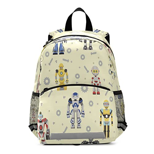 Kcldeci Mochila infantil con patrón de robot retro con correa de seguridad, mochila preescolar para niños pequeños antipérdida para niños y niñas, Multicolor, small Cover