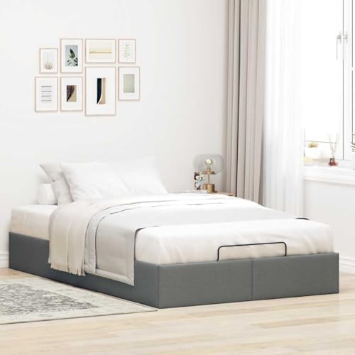 Festnight Cama Canape 120 x 200 cm, Cama Tapizada 120 x 200 cm, con Somier y Espacio de Almacenamiento, Cama Matrimonio, Canapé Abatible 120 x 200 cm, Cama de Almacenamiento Gris Oscuro