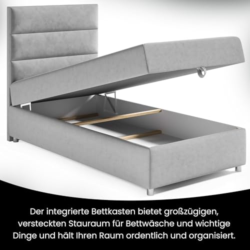 Best For Home Boxspringbett Trinity k-4 mit 7-Zonen Bonell-Federkernmatratze | Boxspringbett 100x200 | Boxsprintbett mit Matratze Und Stauraum | Polsterbett 100x200 - Lieferung bis Bordsteinkante – Bild 7